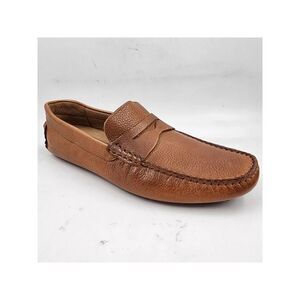 THE MENS STORE Mens Brown Penny Holder Driver Slip On Leather Loafers Shoes 9 M